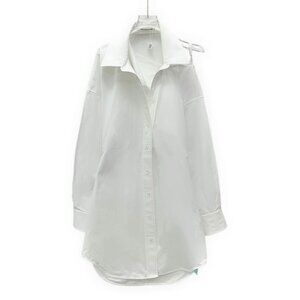 Alexander Wang T White Cotton Off-The-Shoulder Lapel Single-Breasted Long-Sleeve